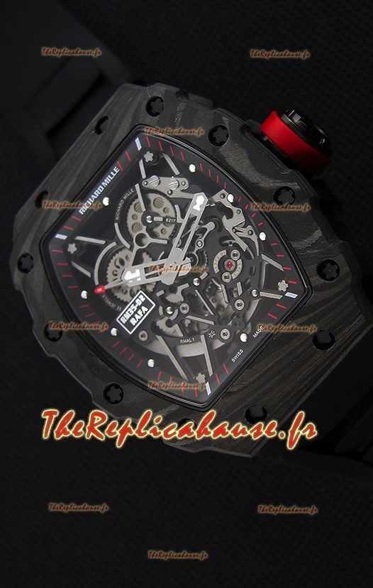 Montre Richard Mille RM35-2 Rafael Nadal Etui en Carbone Forgé avec Bracelet en caoutchouc noir
