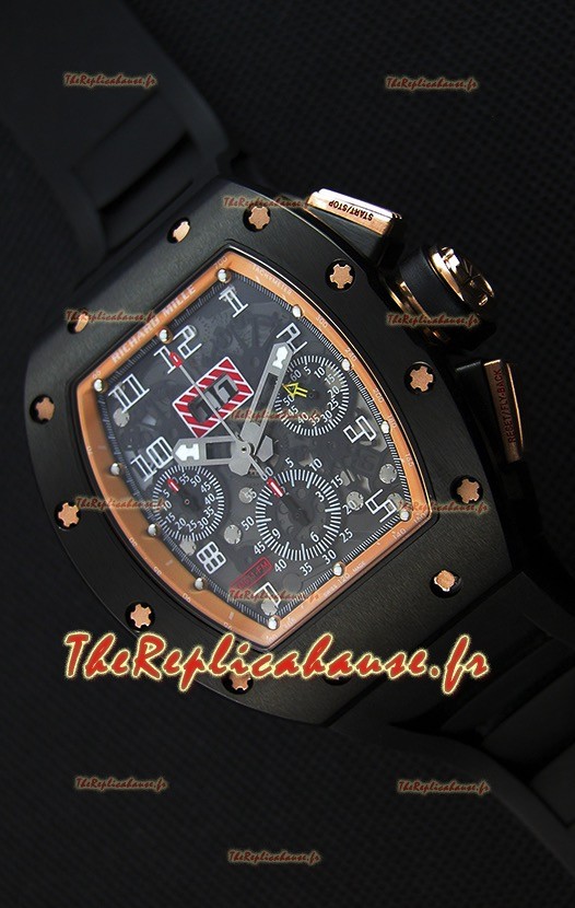 Montre Richard Mille RM011-FM Felipe Massa Étui en céramique noir d’une seule pièce avec Bracelet Noir