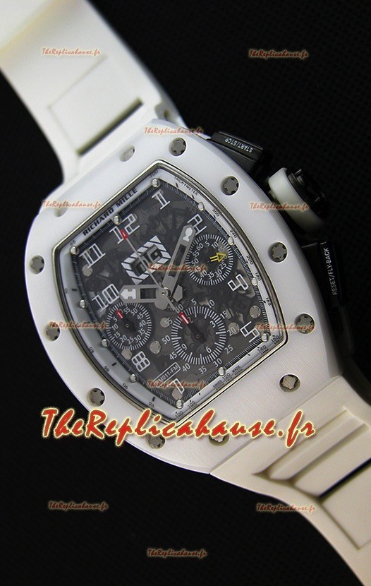 Montre Richard Mille RM011-FM Felipe Massa Étui en céramique blanc d’une seule pièce avec Bracelet blanc