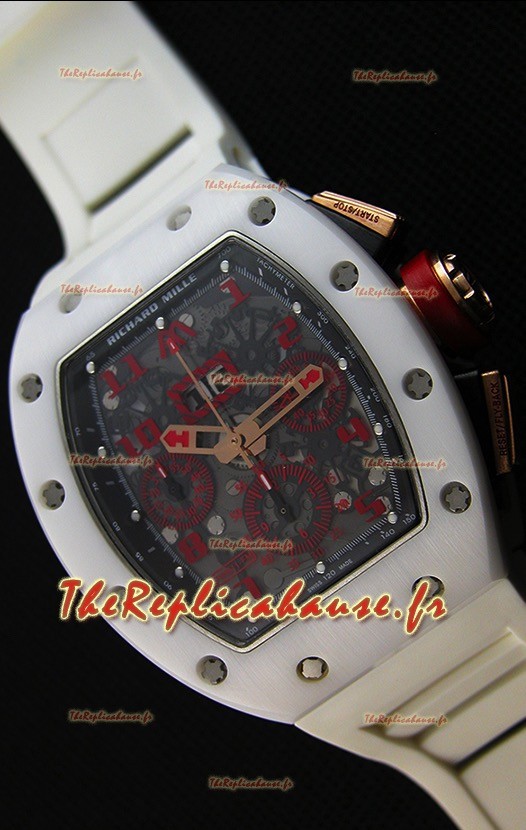 Montre Richard Mille RM011-FM Felipe Massa Étui en céramique blanc d’une seule pièce avec Bracelet blanc