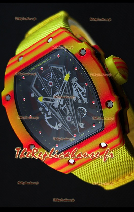 Montre Richard Mille 27-03 Tourbillon Rafael Nadal Suisse Étui en Carbone forgé Répliquée 