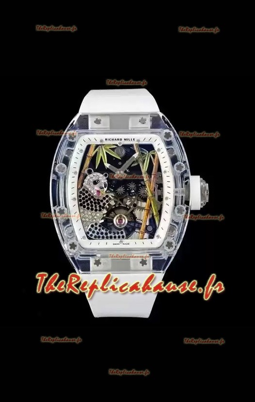 Richard Mille RM26-01 Tourbillon Panda Transparent Boîtier Saphirs - Réplique Super Clone