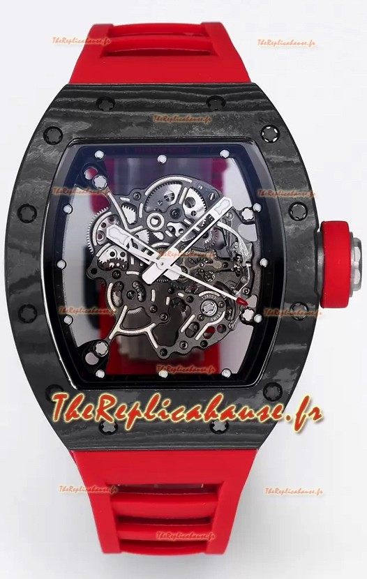 Montre Richard Mille RM055 Boîtier Carbone Noir 1:1 Superclone Tourbillon Authentique 
