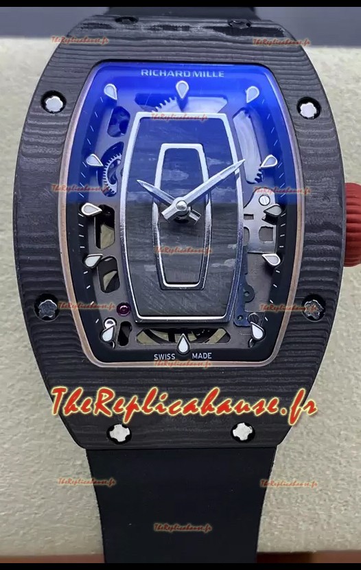 Richard Mille RM07 Boîtier carbone noir Bracelet noir Montre réplique suisse Superclone 