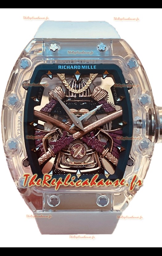 Richard Mille RM047 Samurai Véritable Montre Tourbillon Boîtier saphir -bracelet blanc