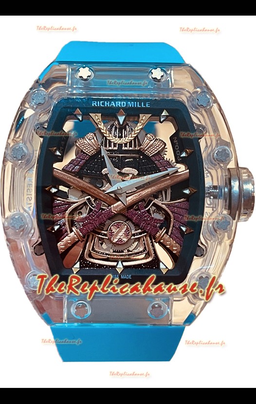 Richard Mille RM047 Samurai Tourbillon Véritable Montre en Boîtier Saphir Bracelet Bleu