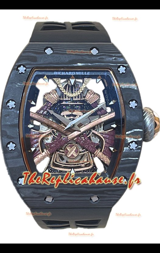 Montre Richard Mille RM047 Samurai Tourbillon Véritable en Boîtier Carbone Bracelet Noir