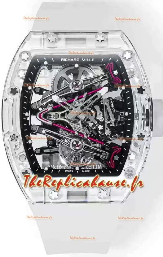 Richard Mille RM38-02 Sapphires Bubba Watson Mouvement Tourbillon en caoutchouc translucide Réplique miroir 1:1
