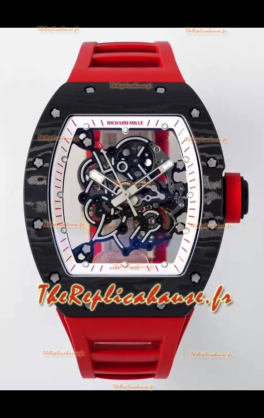 Richard Mille RM055 Boîtier carbone noir Montre superclone 1:1 Tourbillon Véritable 