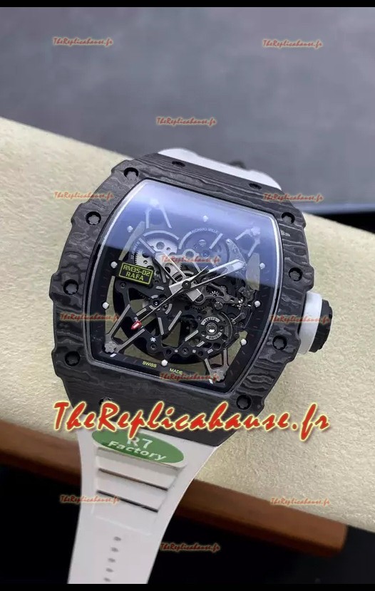Richard Mille RM35-02 Rafael Nadal - Montre Super Clone Tourbillon - Bracelet Noir Carbone Blanc 