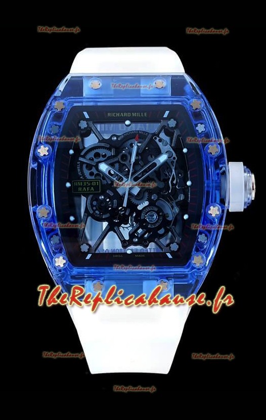 Richard Mille RM35-01 Montre Super Clone Tourbillon avec boîtier en saphir transparent