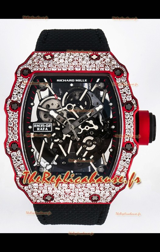 Richard Mille 035-02 Rouge NTPT Mouvement Vaucher authentique Montre Super Clone