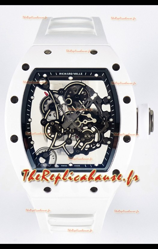 Richard Mille RM055 Céramique blanche Mouvement Vaucher authentique Super clone
