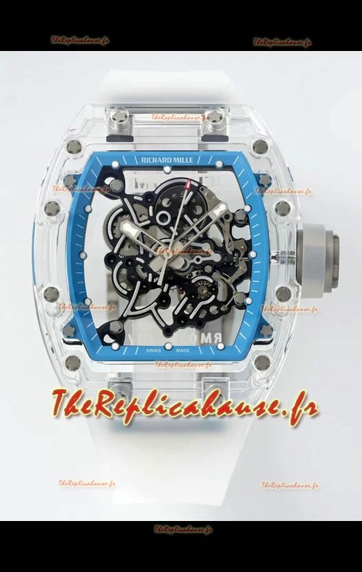 Richard Mille RM055 Boîtier transparent en saphir avec tourbillon authentique Montre Super Clone