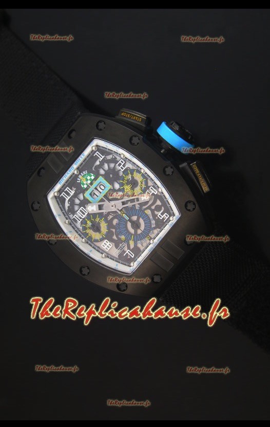 Richard Mille RM011 Filipe Massa PVD Montre Réplique Suisse avec Sangle Noire