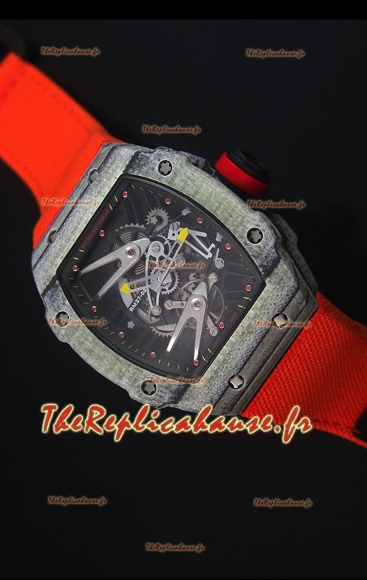 Richard Mille RM027 Tourbillon Rafael Nadal Edition Montre Suisse avec Boîtier en Carbone forgé