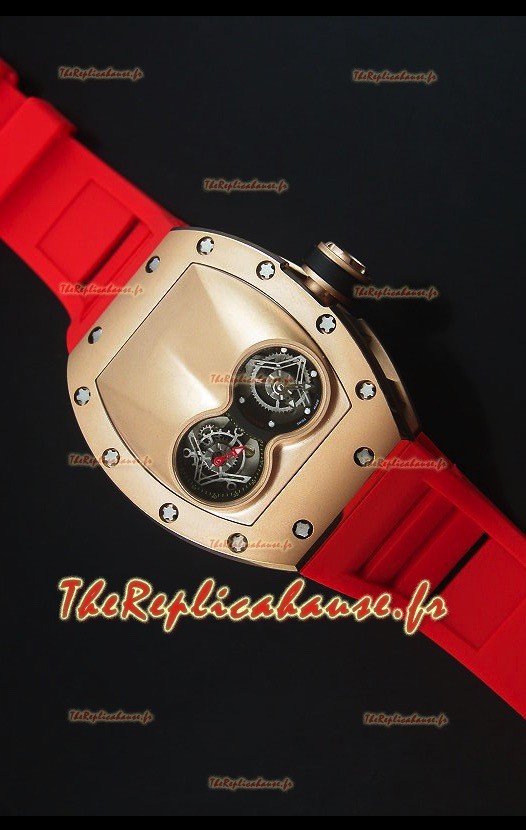 Richard Mille RM053 Tourbillon Pablo Mac Donough Montre Suisse avec Boîtier en Or Rose, Sangle Rouge