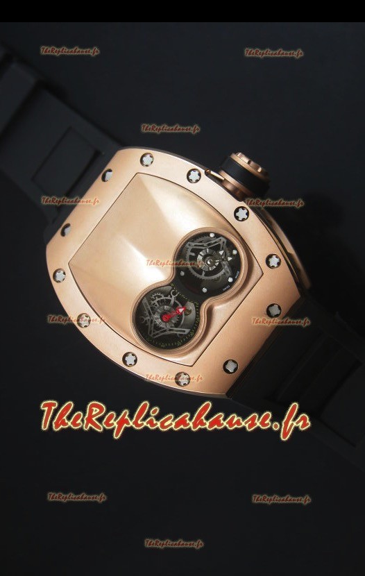 Richard Mille RM053 Tourbillon Pablo Mac Donough Montre Suisse avec Boîtier en Or Rose, Sangle Noire