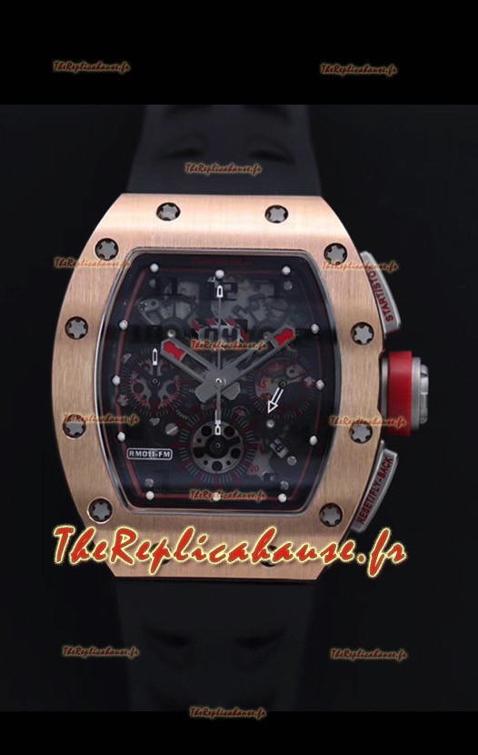 Richard Mille RM011-FM Felipe Massa Rose Montre réplique suisse avec boîtier en or