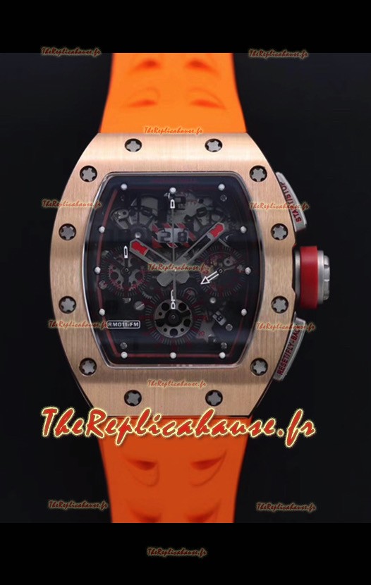 Richard Mille RM011-FM Felipe Massa Rose Montre réplique suisse avec boîtier en or