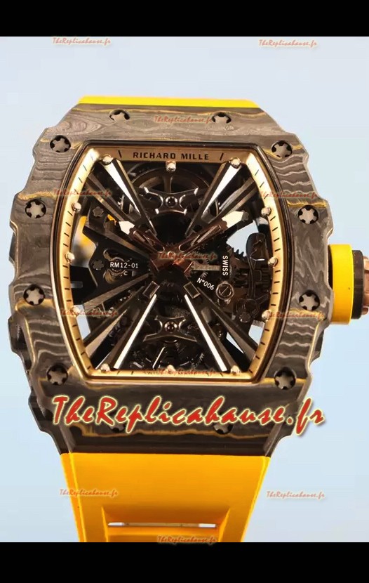 Richard Mille RM12-01 Carbon Fiber Genuine Tourbillon Movement Miroir 1:1 Replica Watch