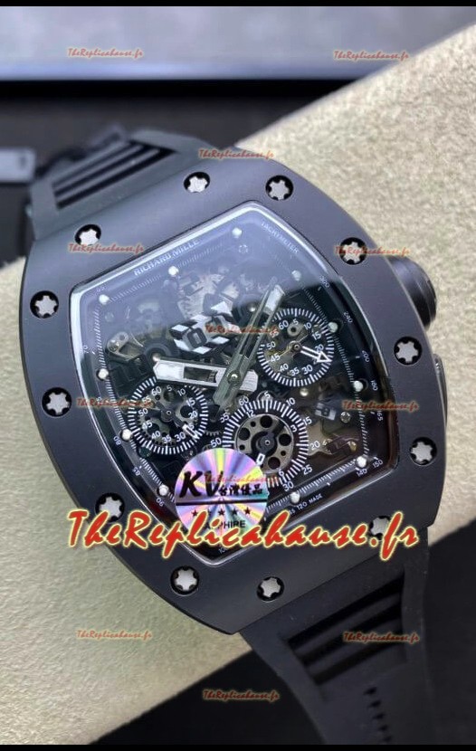 Montre Richard Mille RM011 Felipe Massa Miroir 1:1 Boîtier en céramique noire 