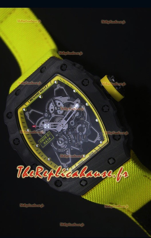 Montre Replica Suisse RM35-01 Richard Mille Edition Rafael Nadal avec un Bracelet en Nylon Jaune