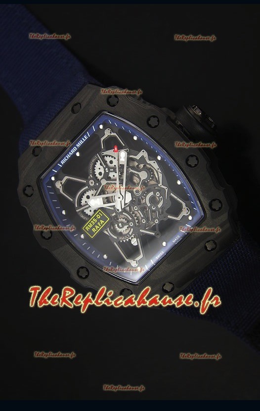 Montre Replica Suisse RM35-01 Richard Mille Edition Rafael Nadal avec un Bracelet en Nylon Bleu Militaire