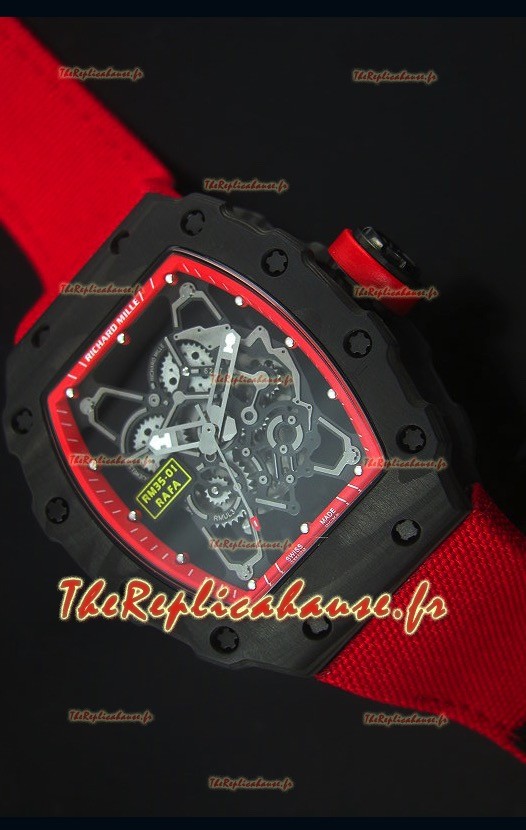 Montre Replica Suisse RM35-01 Richard Mille Edition Rafael Nadal avec un Bracelet en Nylon Rouge