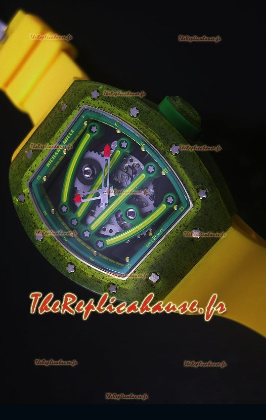 Montre Replica Suisse RM059 Yohan Blake Richard Mille avec Boitier en Carbone Forgé avec une Lunette Verte