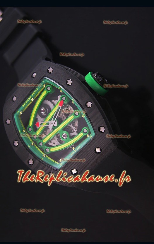 Montre Replica Suisse RM059 Yohan Blake Richard Mille avec Boitier en Carbone Forgé avec une Lunette Verte