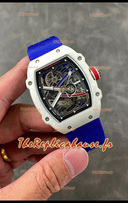 Richard Mille Super Clone RM67-02 Alexis Pinturault Montre Quartz Blanc TPT 37 Grammes Bracelet Bleu 