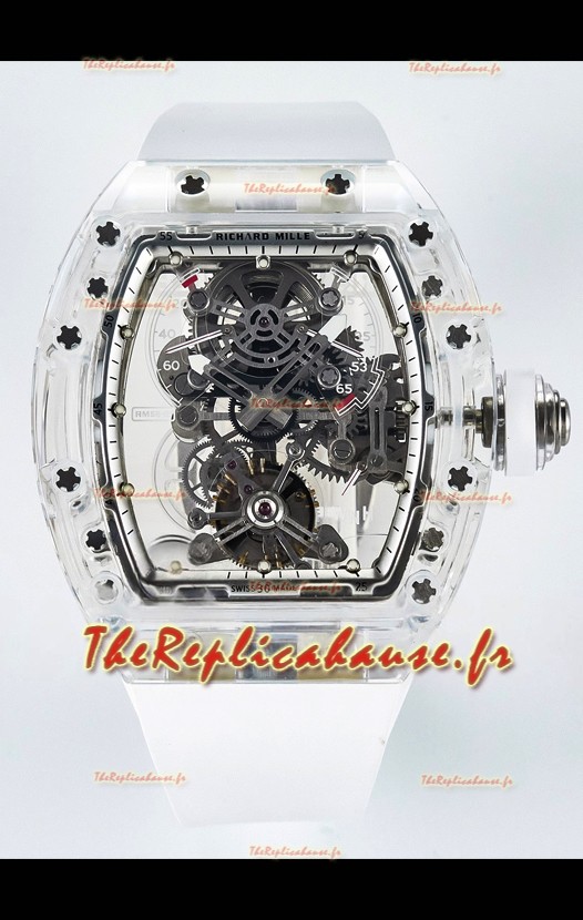 Richard Mille Super Clone 56-01 Montre avec boitier saphir transparent avec tourbillon véritable