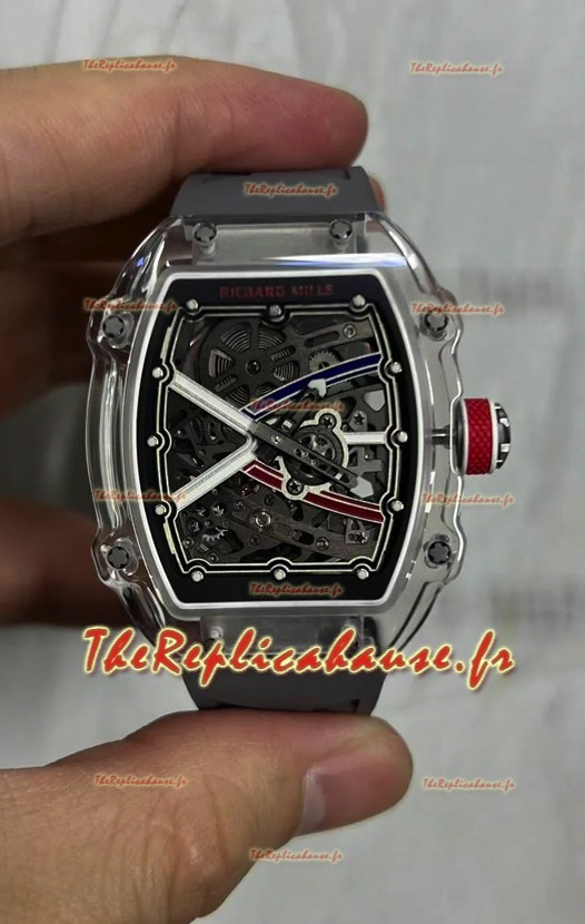 Richard Mille Super Clone RM67-02 Boîtier saphir Montre caoutchouc gris