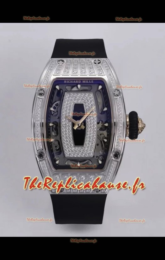Richard Mille Super Clone RM07-01 Sertie de diamants Boîtier acier 904L Automatique Réplique Montre