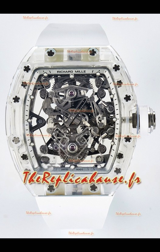 Richard Mille Super Clone 56-01 Montre avec boitier saphir transparent avec tourbillon véritable 