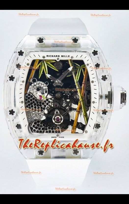 Richard Mille RM26-01 Tourbillon Panda Transparent Boîtier Saphir - Réplique Super Clone