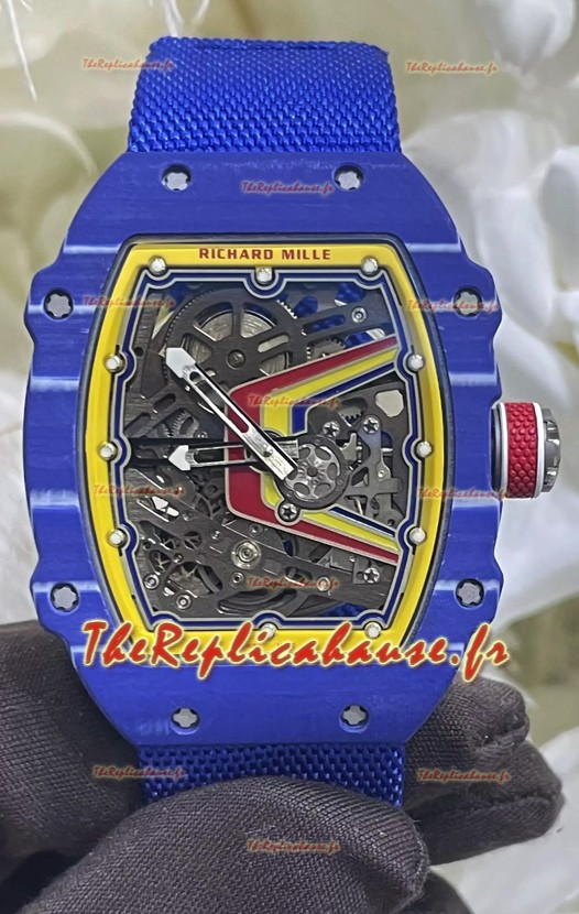 Richard Mille Super Clone RM67-02 Fernando Alonso Montre Carbone Bleu TPT 37 Grammes Bracelet Bleu