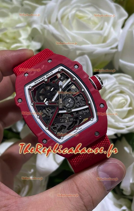 Montre Richard Mille Super Clone RM67-02 Carbone rouge TPT 37 Grammes Bracelet rouge