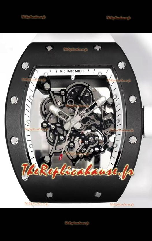 Richard Mille Super Clone RM055 Montre Boîtier Céramique avec Tourbillon Authentique