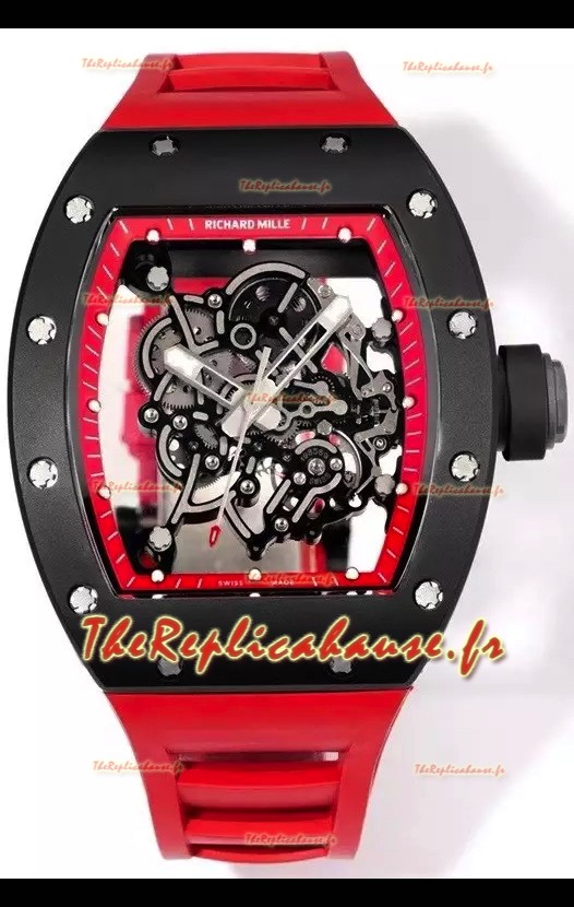 Montre Richard Mille Super Clone RM055 avec boîtier en céramique et tourbillon véritable 
