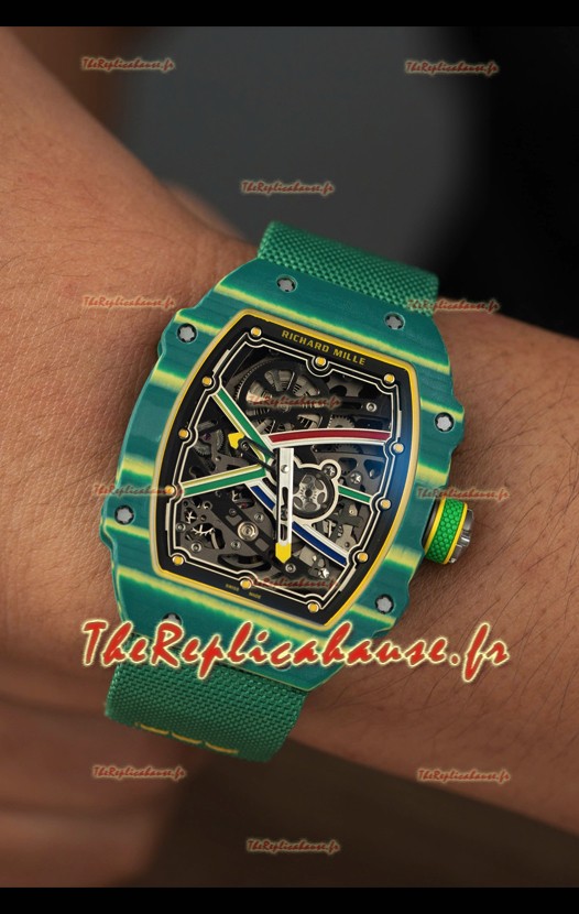Montre Richard Mille Super Clone RM67-02 Wayde Van Niekerk Carbone Vert TPT 37 Grammes Bracelet Vert