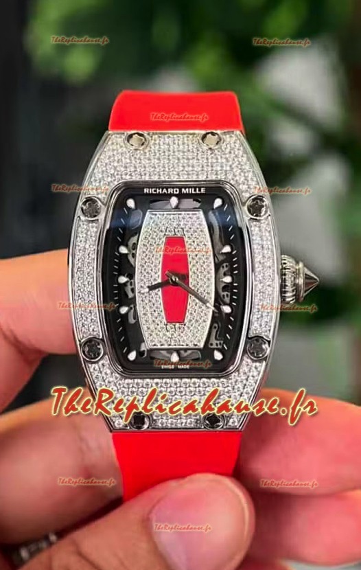 Richard Mille RM007 Sertie Diamants Cadran Noir 904L Acier Montre Suisse Superclone