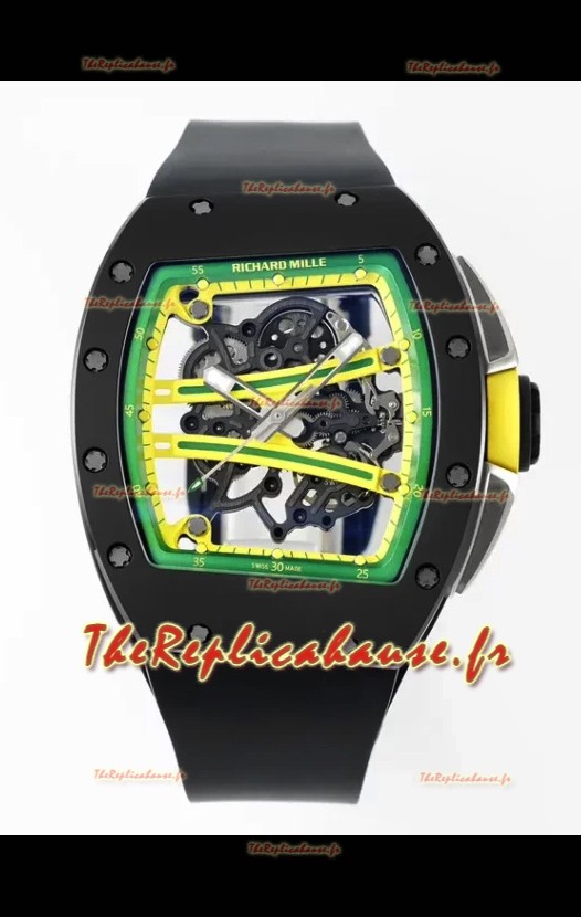 Richard Mille Super Clone RM61-01 Céramique noire Bracelet noir Réplique montre suisse