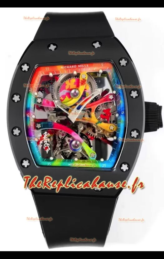 Richard Mille Super Clone RM68-01 Tourbillon Boîtier et Bracelet Céramique Noire Réplique Suisse