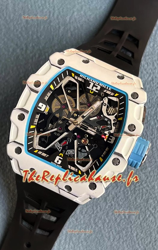 Richard Mille RM35-03 Rafael Nadal Edition Montre réplique 1:1 avec boîtier en fibre de carbone blanc et bracelet noir