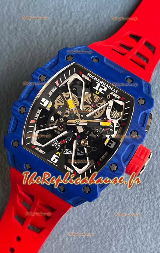 Richard Mille RM35-03 Rafael Nadal Edition Montre réplique 1:1 avec boîtier en fibre de carbone et bracelet rouge