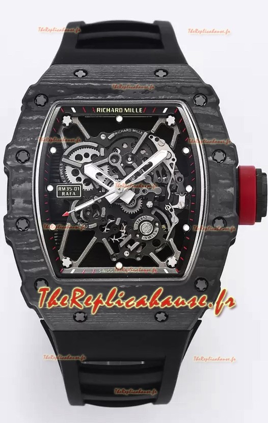 Richard Mille RM35-01 Rafael Nadal - Montre Super Clone avec boîtier en fibre de carbone et tourbillon véritable