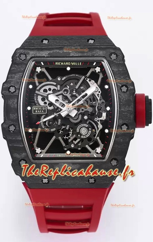 Richard Mille RM35-01 Rafael Nadal - Montre Super Clone Tourbillon Véritable - Boîtier en Fibre de Carbone