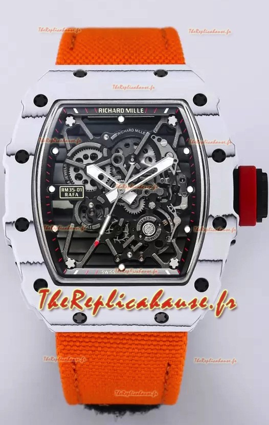 Richard Mille RM35-01 Rafael Nadal - Montre Super Clone Tourbillon Véritable - Boîtier en Fibre de Carbone